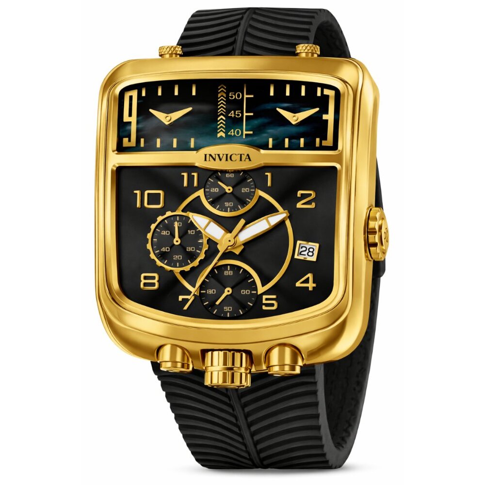 Invicta S1 Rally Dualshift Men's Black & Gold Watch w/ Mother of Pearl Dial NEW!